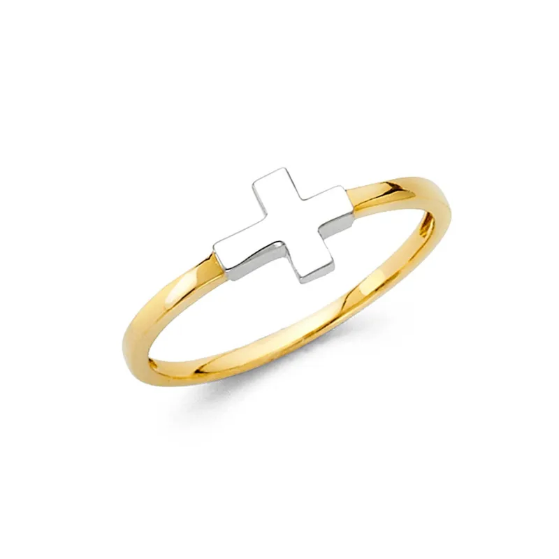 14K 2T CROSS RING