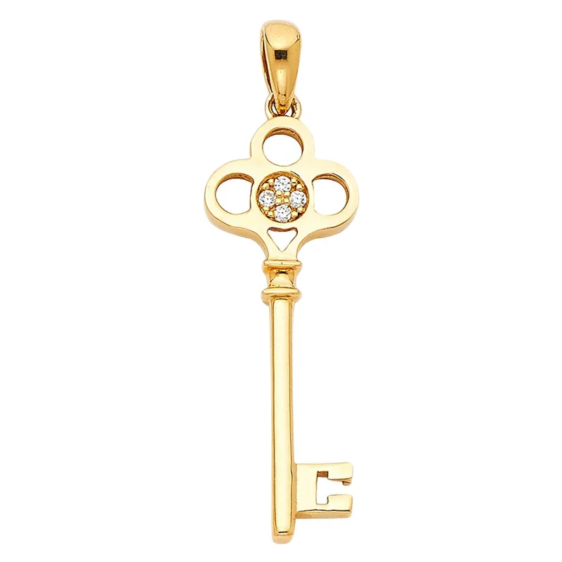 14KY CZ KEY PENDANT (PT554)