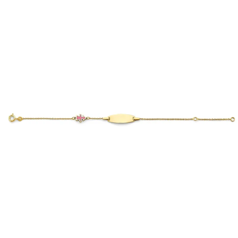 14KY Enamel Girl Baby ID Bracelet