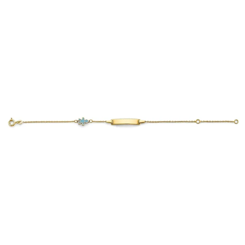 14KY Enamel Boy Baby ID Bracelet