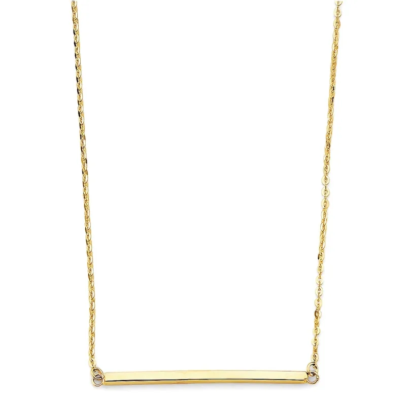 14KY Long Square Bar Necklace