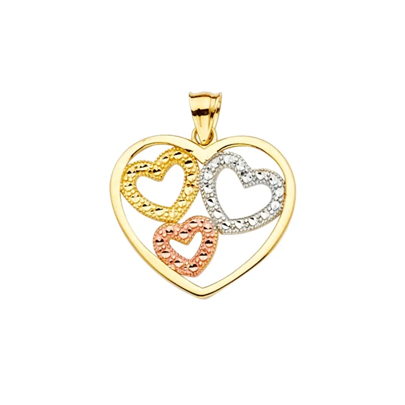 14K 3Color Heart Pendant