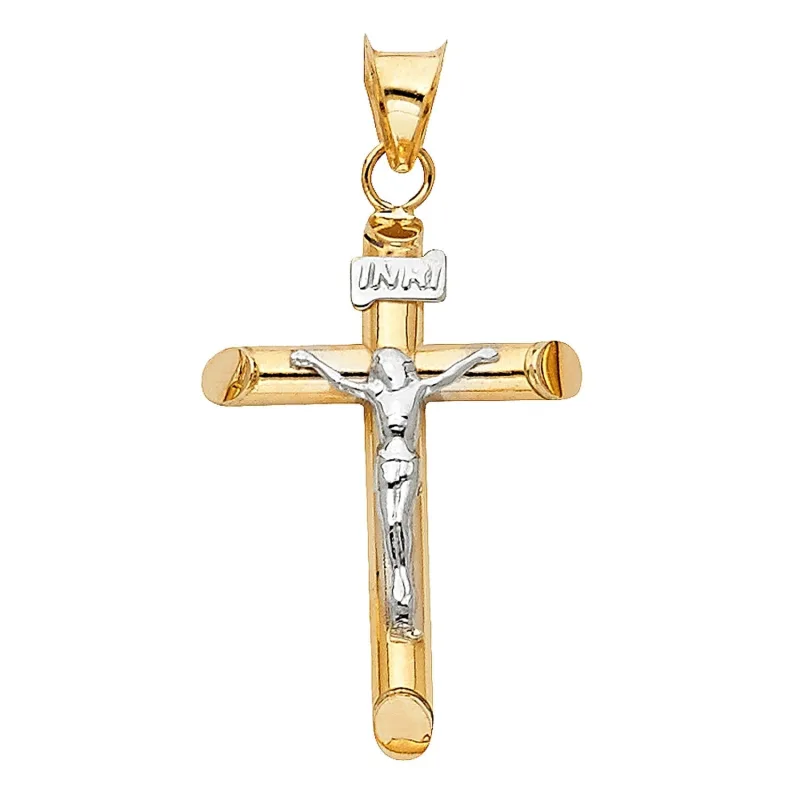 14K 2T HOL POLISH CRUCIFIX (15X35MM)