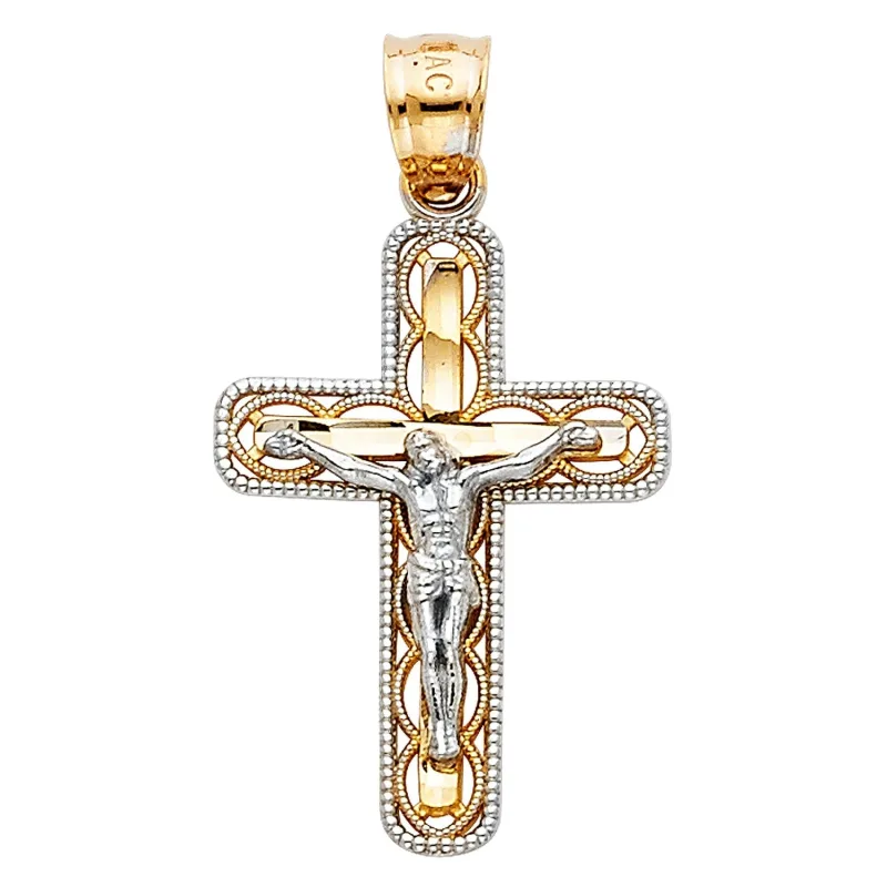 14K 2T CUT-OUT DESIGN CRUCIFIX SM