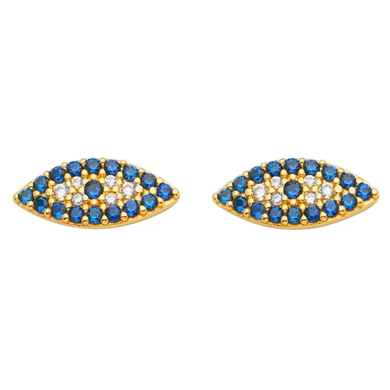 14KY Evil Eye CZ Earring w/Push Back