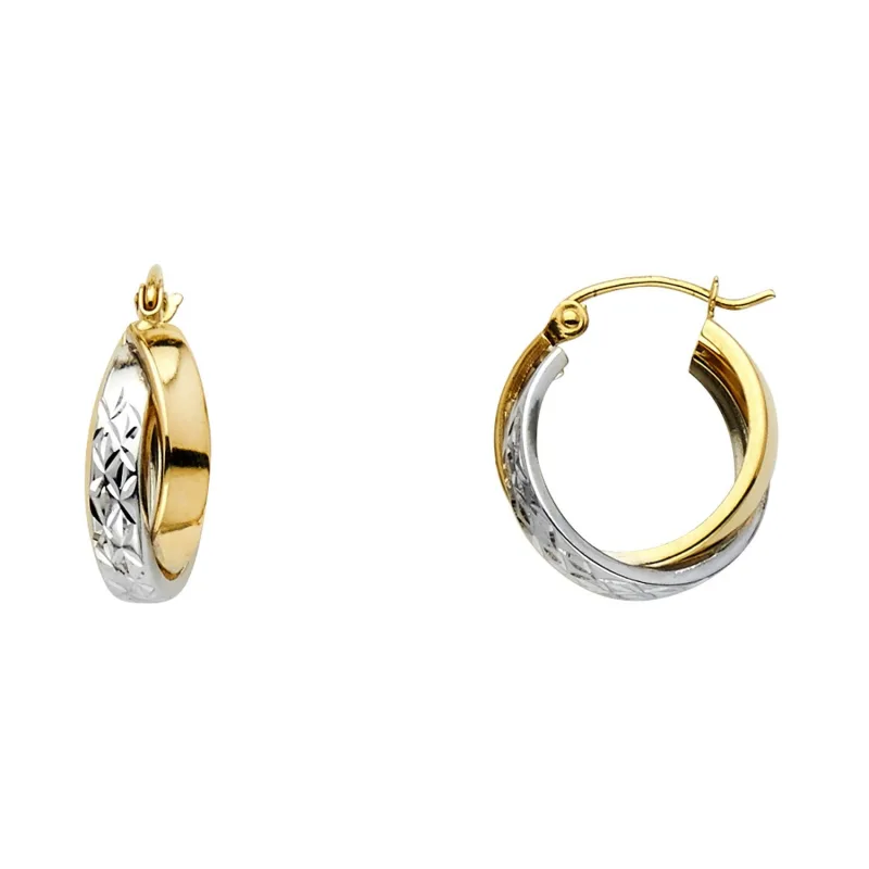 14K 2T DC 2LNE X-SHAPE HOOP (16MM)
