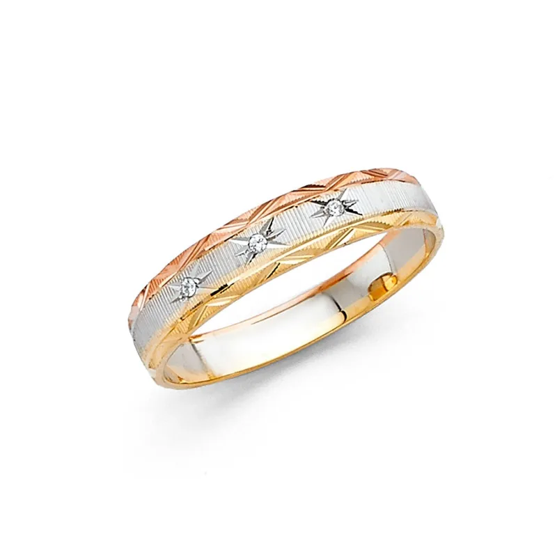 14K 3C 4MM DC WED BAND SZ 7