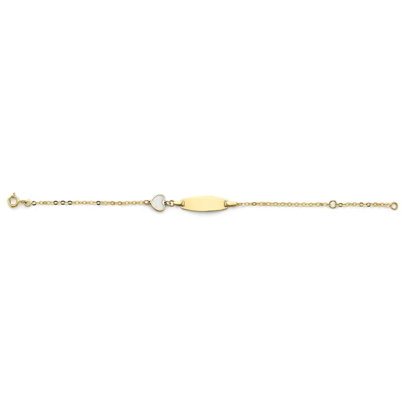 14KY MOP Heart Baby ID Bracelet