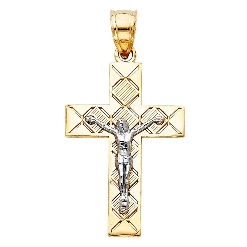 14K 2T CUT OUT DESIGN CRUCIFIX PEND