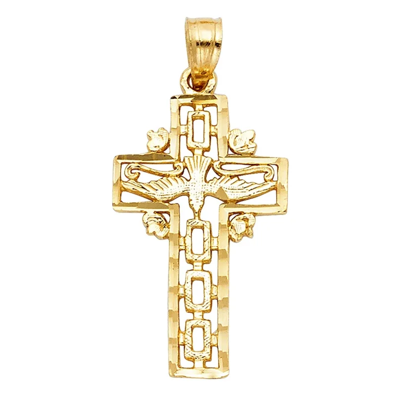 14KY CROSS W/ HOLY SPIRIT DOVE PENDANT