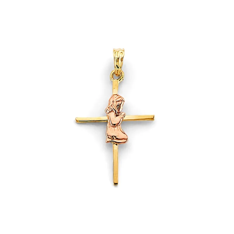14K 2C Girl First Communion Cross Pendant