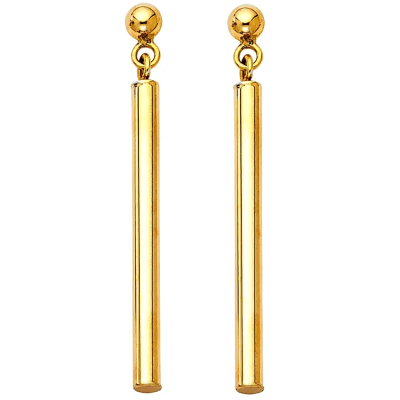 14KY RD BAR HANGING EARRING