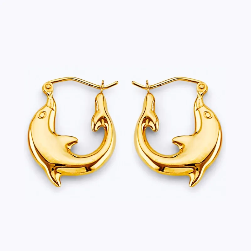 14KY Dolphin Huggies Earring
