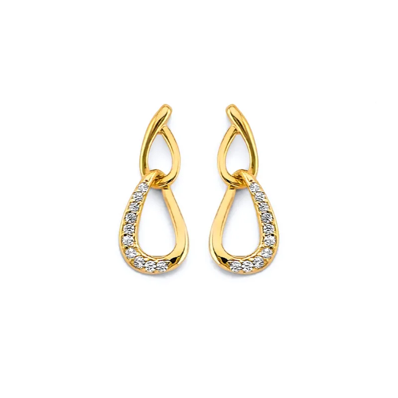 14KY CZ Push Back Earring