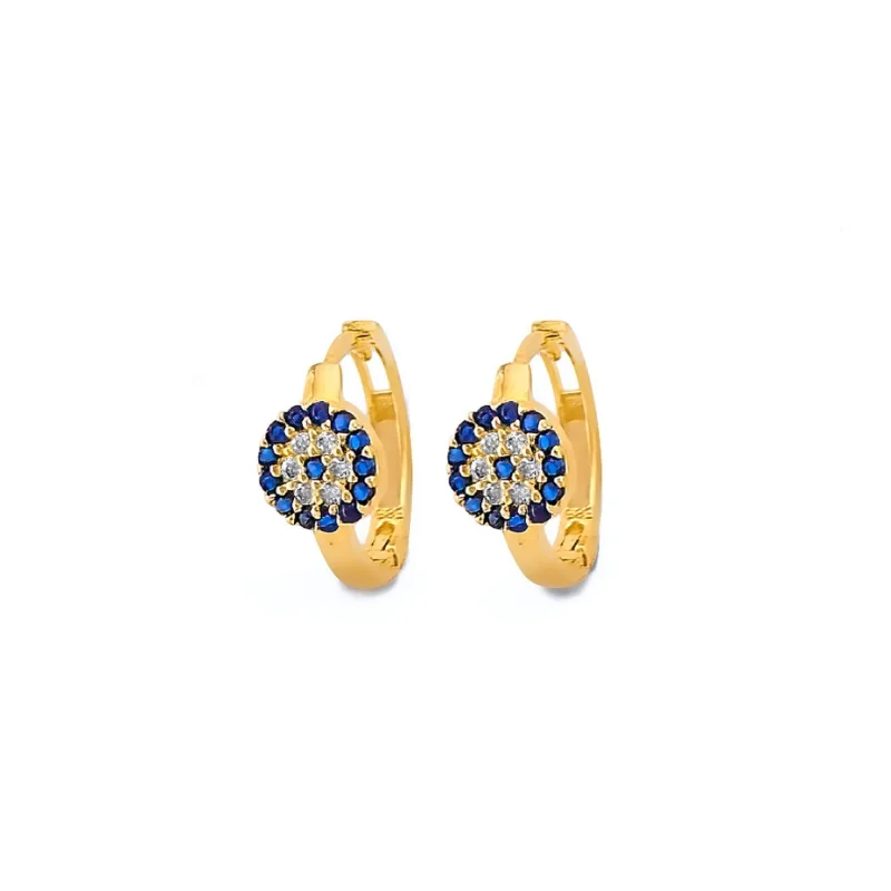 14KY CZ Evil Eye Huggies Earring