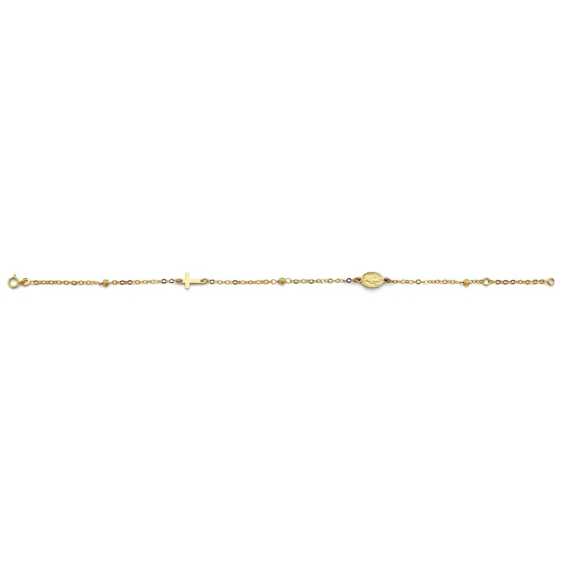 14KY Cross & Medal Light Bracelet