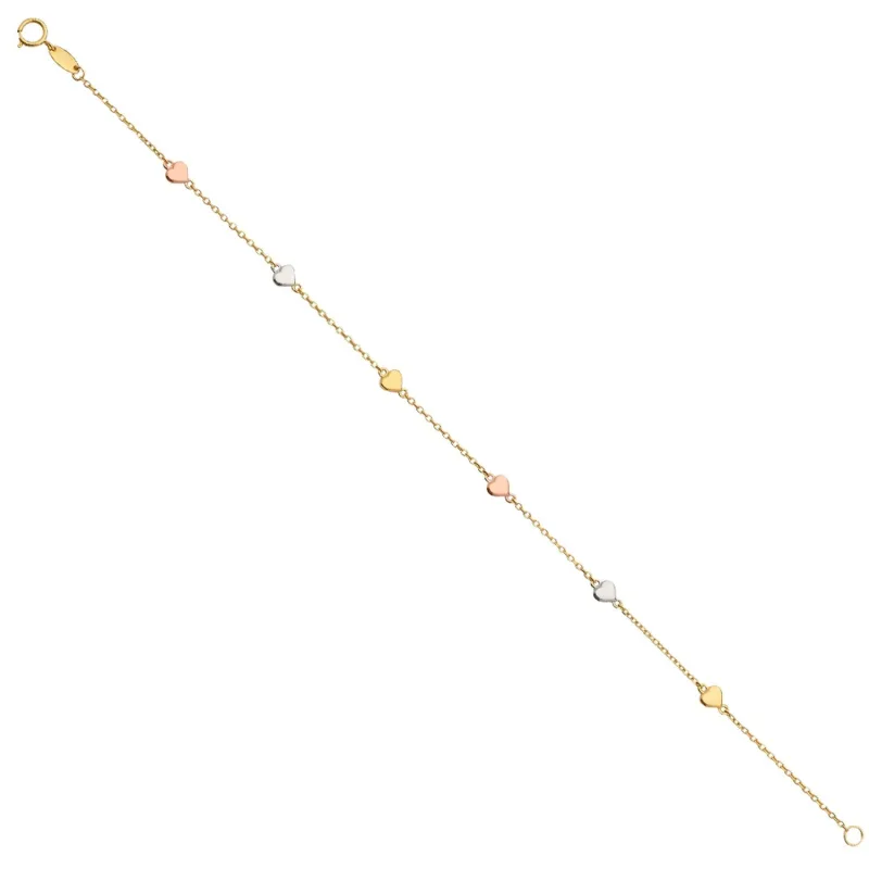 14K 3C Chain Bracelet w/Heart