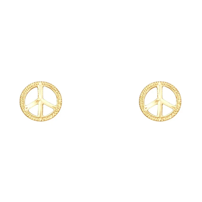 14KY SM PEACE SYMBOL POST EAR