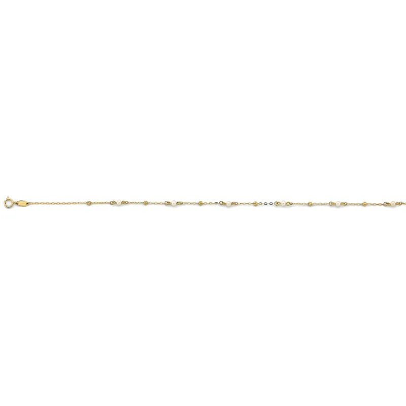 14KY Pearl + DC Bead Anklet 9+1
