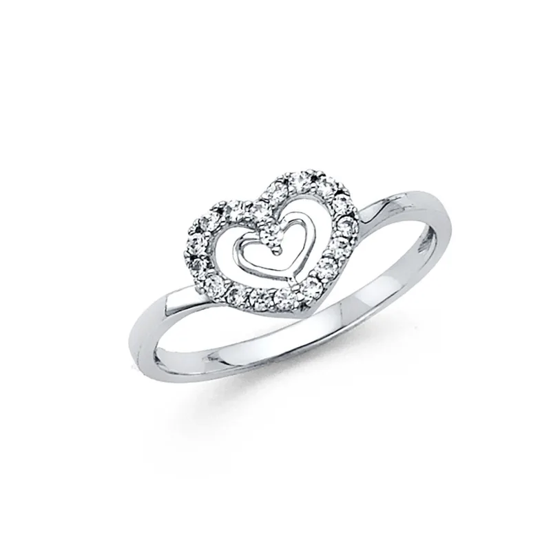 14KW CZ HEART RING (RG292)