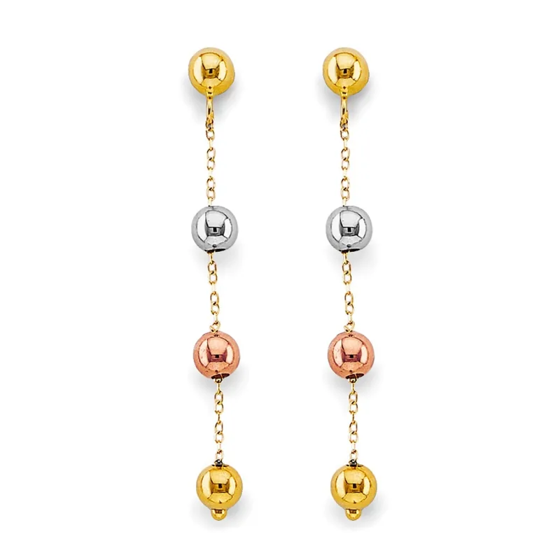 14K 3C Hanging Ball Earring