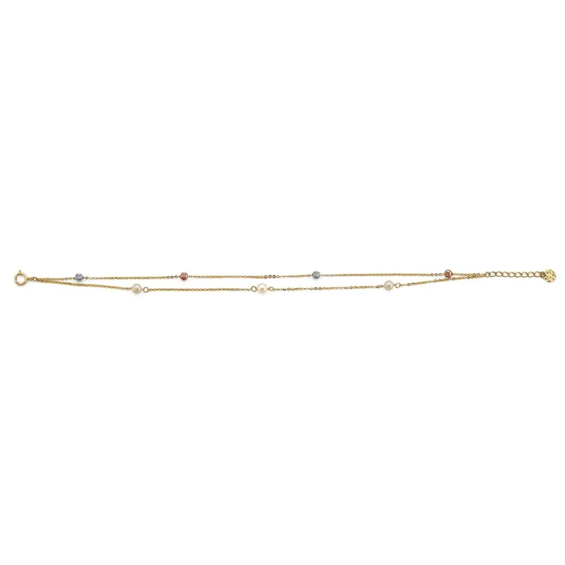 14K 3C 2 Line Ball Bracelet