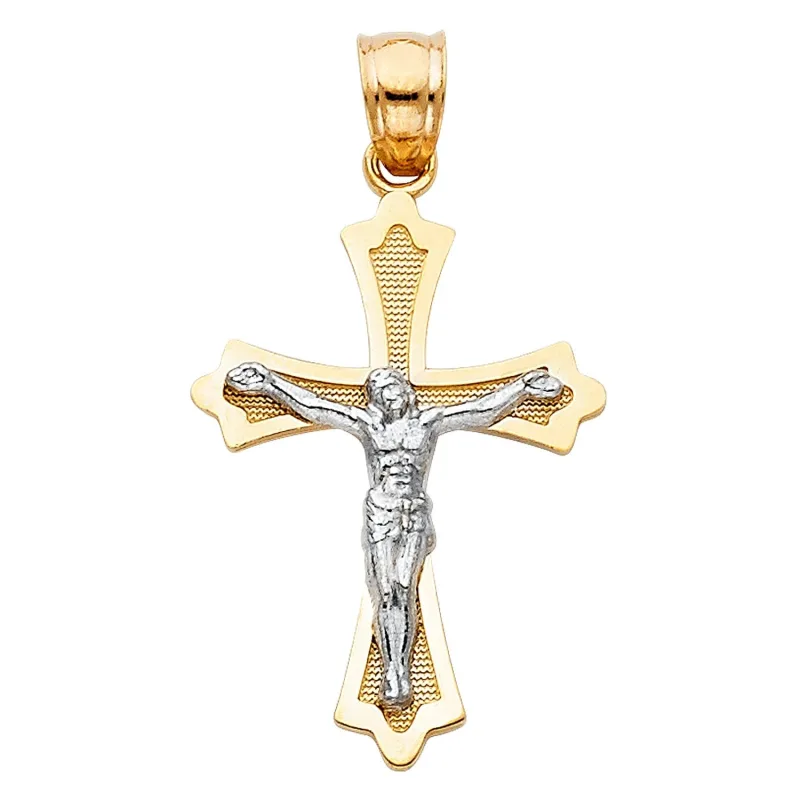 14K 2T POLISHED/SATIN CRUCIFIX