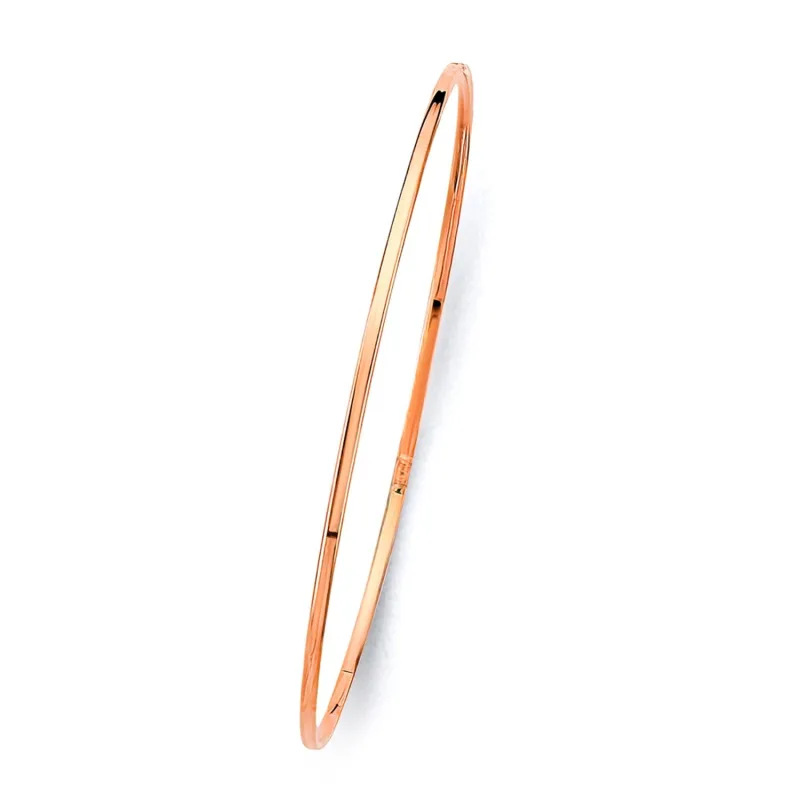 14K Pink 1.5mm Light Plain Bangle