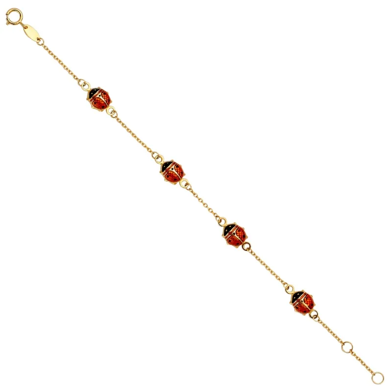 14KY Lady Bug Chain Baby Bracelet
