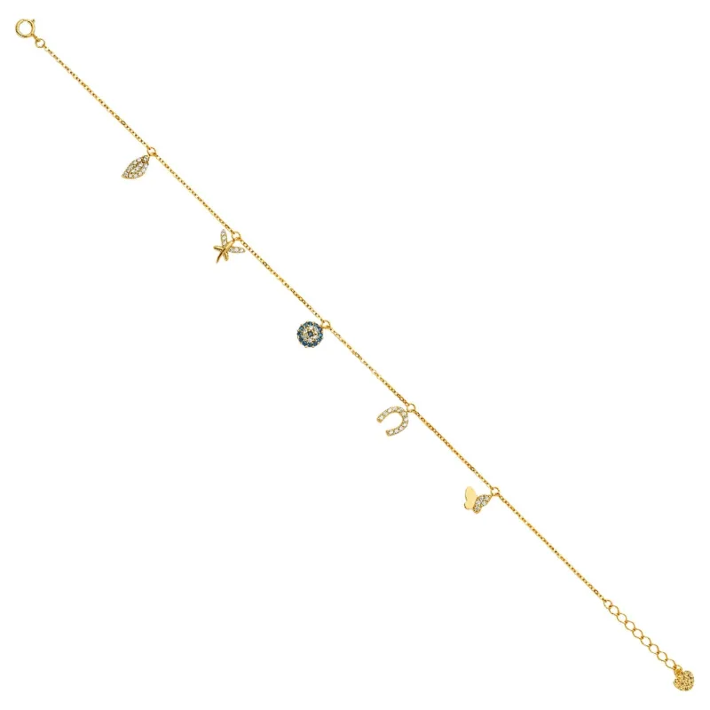 14KY Dangling CZ Light Chain Bracelet