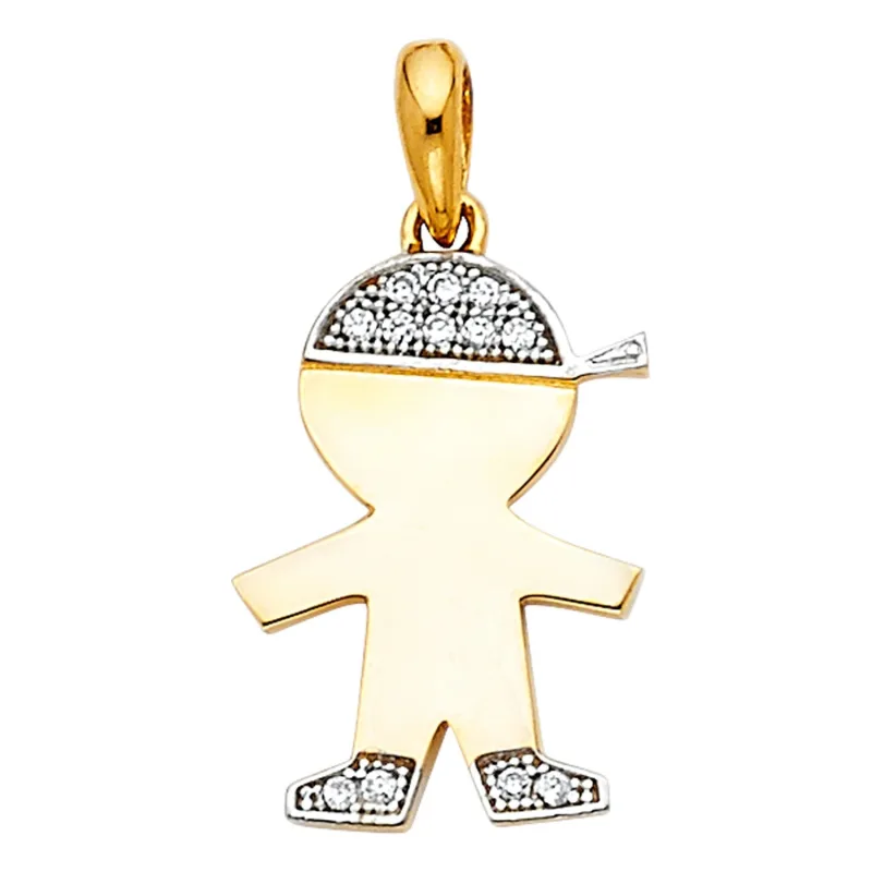 14K 2T CZ BOY PENDANT