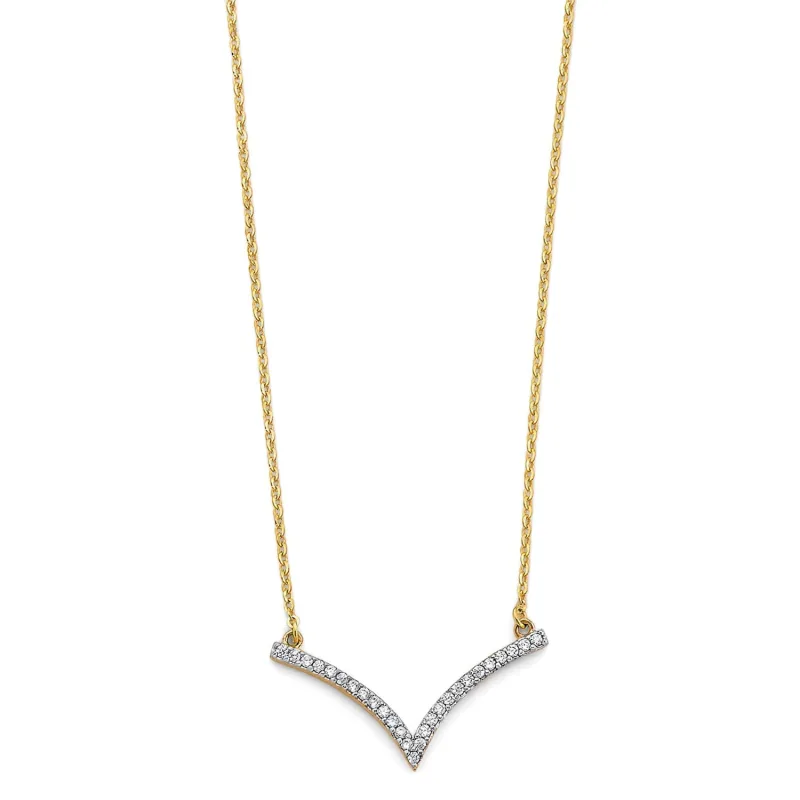14K 2T V Shape CZ Necklace