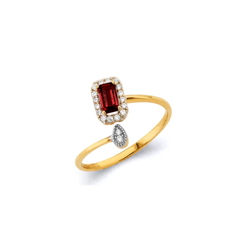 14K 2T CZ Emerald Birthstone Ring