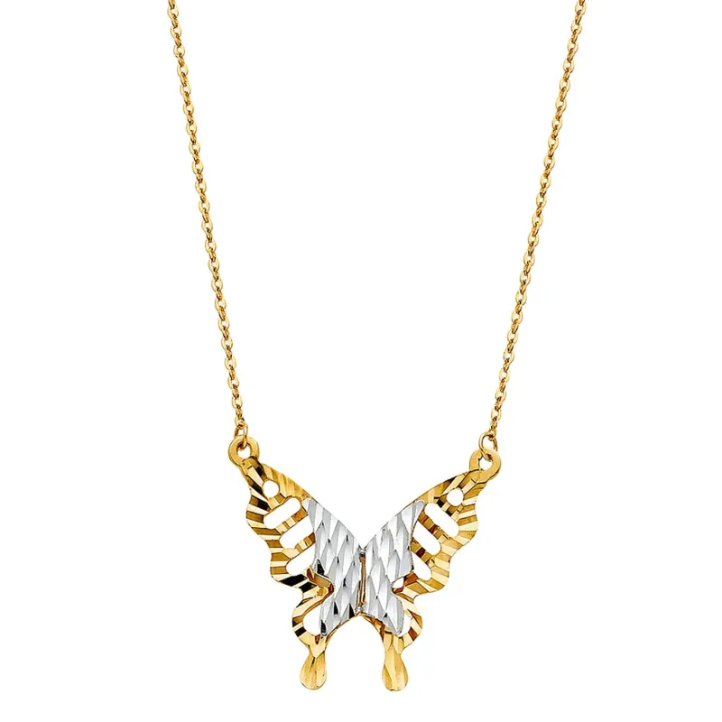 14K 2T BUTTER FLY NECKLACE