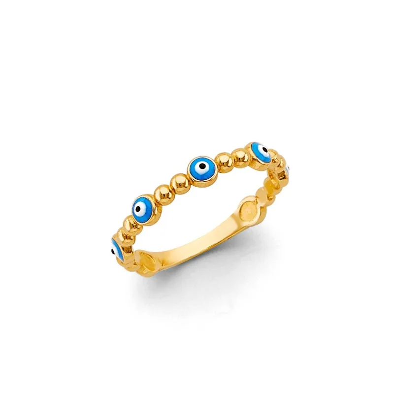 14KY L-Blue Evil Eye Ring