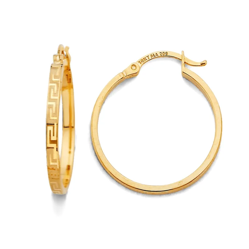 14KY Greek Design Hoop Earring