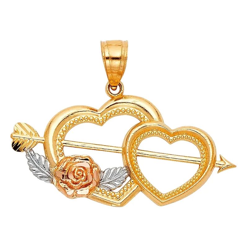 14K 3C HEART PENDANT (PT418)