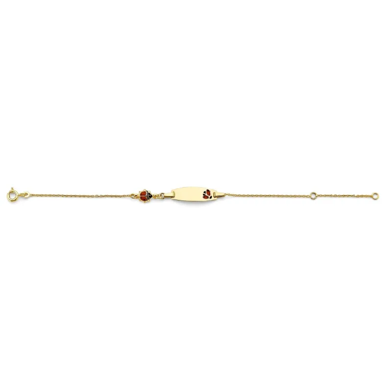 14KY Enamel Lady Bug Baby ID Bracelet