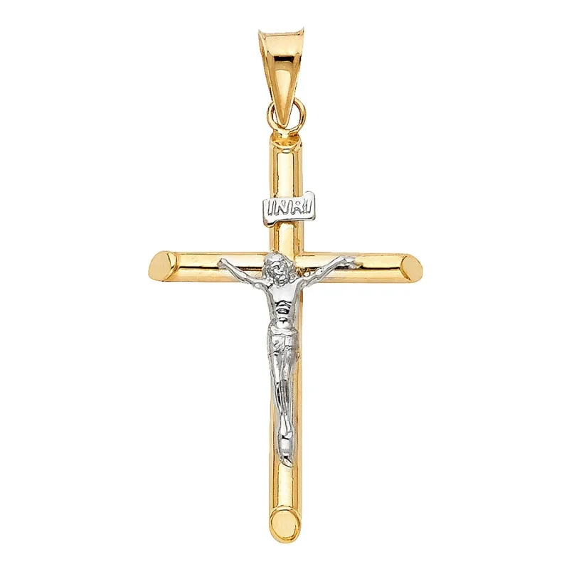 14K 2T HOL RD TUB CRUCIFIX (40X20MM)