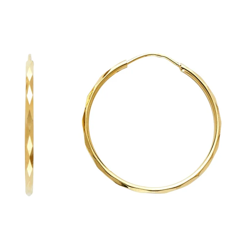 14KY 1.5MM FACETED RD TB HOOP (25MM)