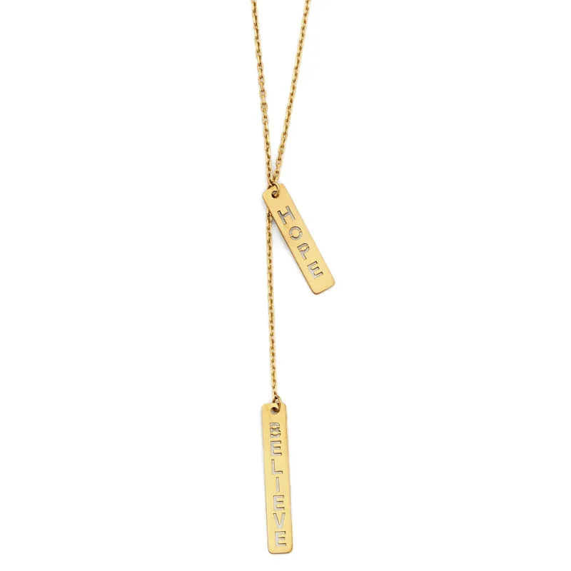 14KY Hope & Believe Bar Necklace