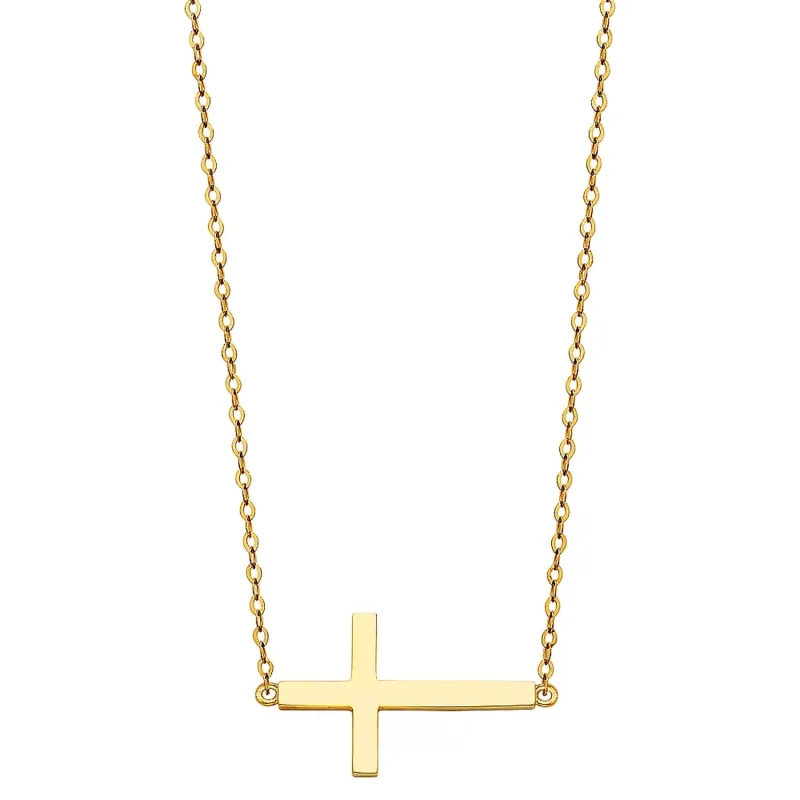 14KY SIDE WAY CROSS NECKLACE