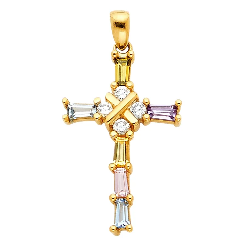 14KY CROSS CZ PENDANT