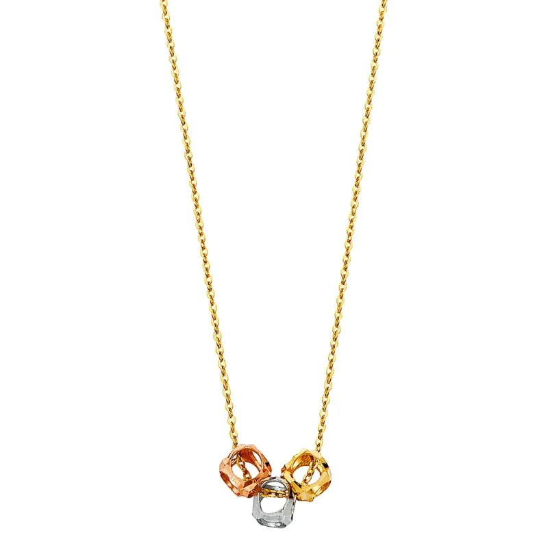 14K 3C PERFORATED BALL NECK