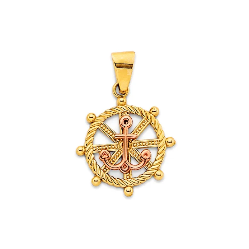14K 2C Wheel & Anchor Pendant