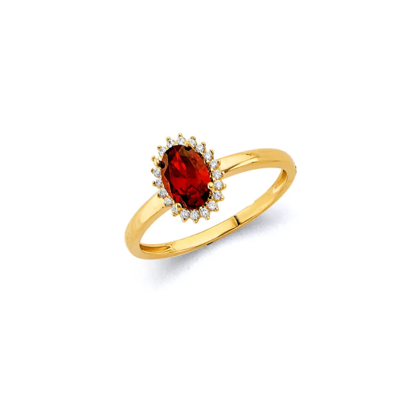 14KY CZ Oval Birthstone Ring