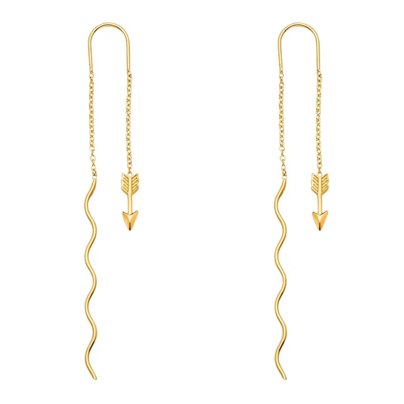 14KY Arrow Front & Back Dangle Earring