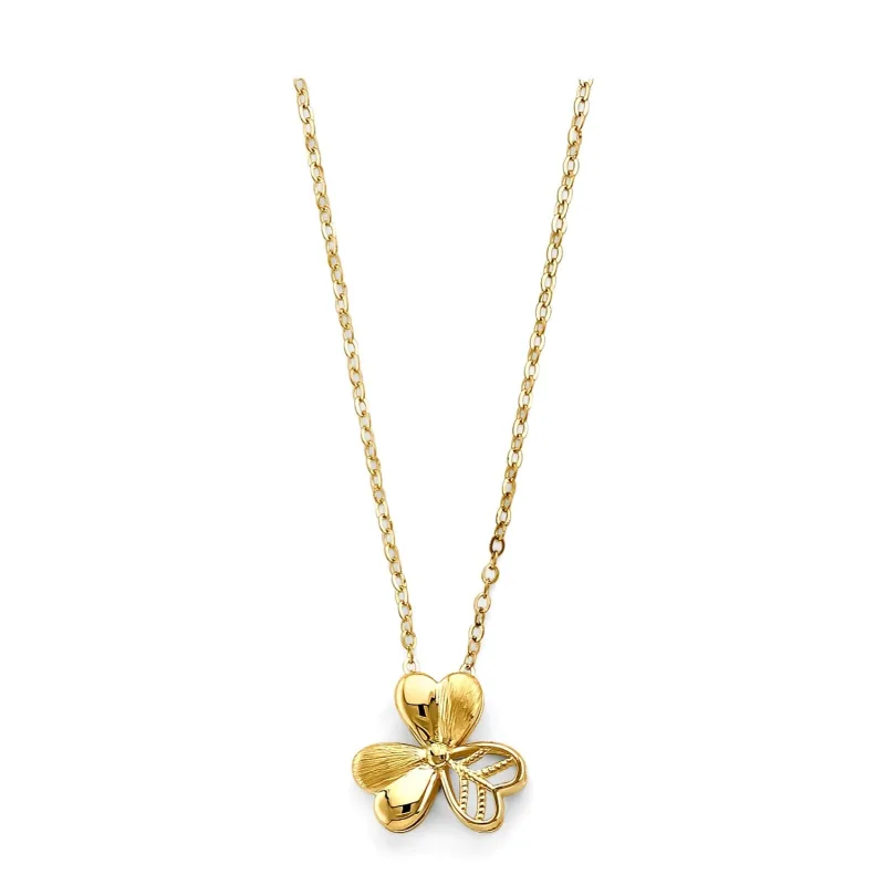 14KY 3 Leaves Clover Necklace