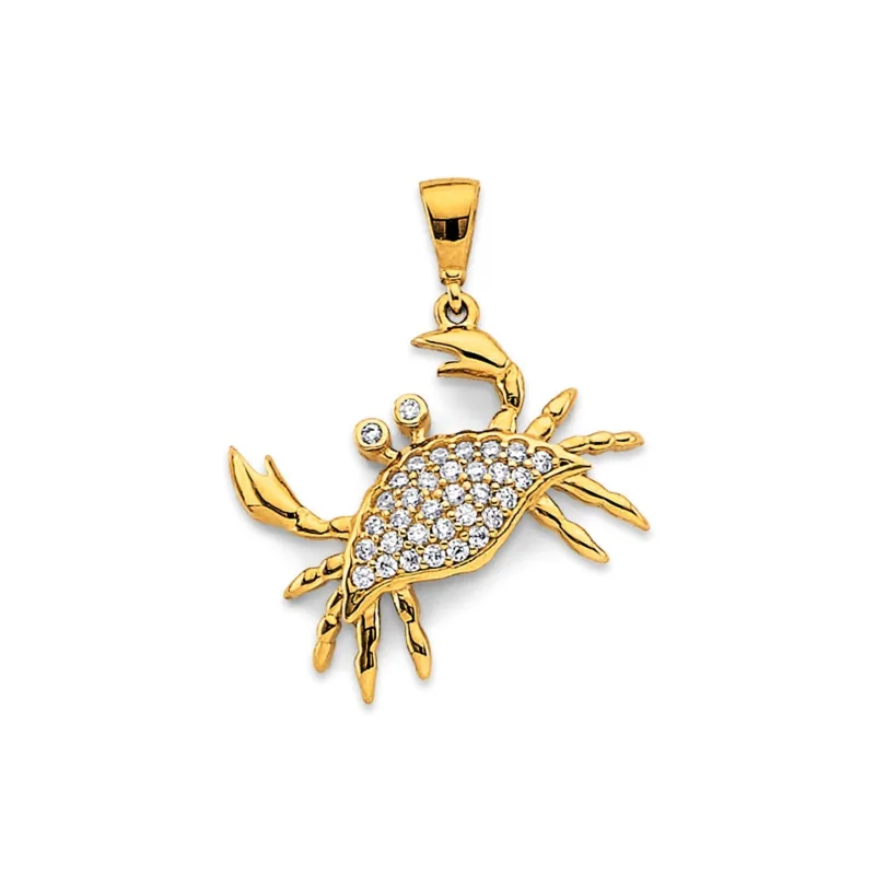 14KY CZ Crab Pendant