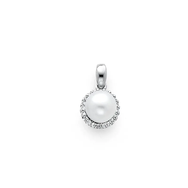 14KW CZ PEARL PENDANT (PT729)